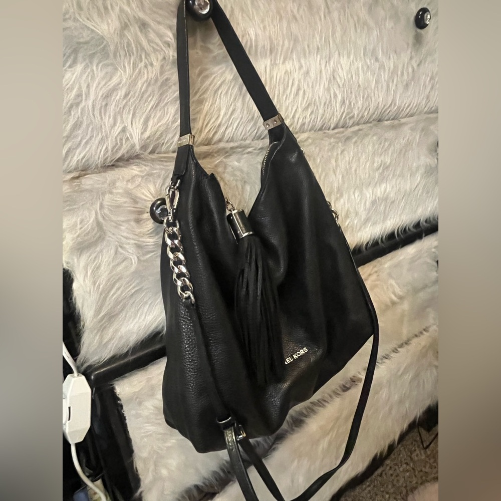 Michael Kors Black Leather Chain Shoulder Bag
